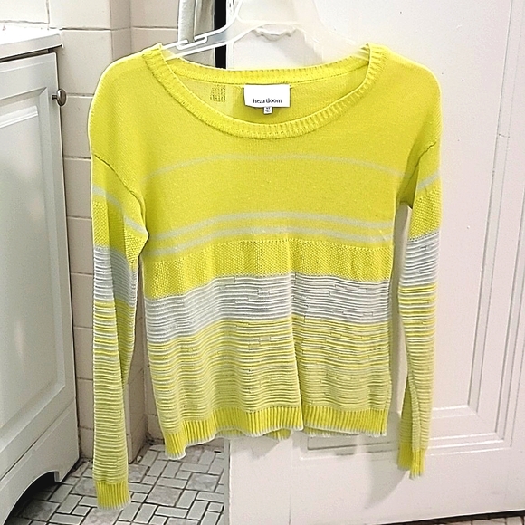 Neon yellow & Light Grey Light Knit Sweater - Picture 1 of 8
